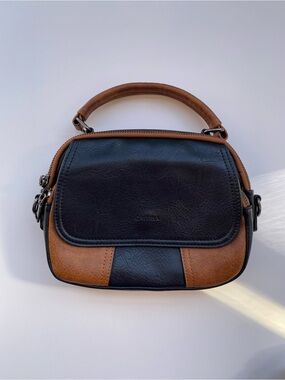 Black & Brown Caitina Top-Handle Bag